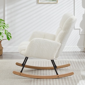 <span class=keywords><strong>Fauteuil</strong></span> à bascule inclinable de luxe blanc en bouclette, chaise de nurserie moderne en tissu Teddy, <span class=keywords><strong>fauteuil</strong></span> lounge confortable à dossier haut pour décoration de salon - Product Image 3