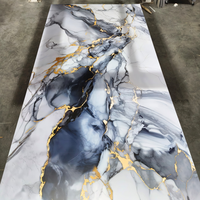 Panneau Mural Intérieur 3D Moderne de Luxe Haute Qualité PVC UV Motif Rayures Effet Marbre Brillant pour Meuble TV 4*8 PI Résistant au Feu