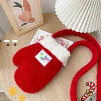 Sacs à bandoulière en peluche pour femmes, style dessin animé mignon, cadeau de Noël, sacs à bandoulière en fausse laine d'agneau pour filles, petits sacs à main adorables