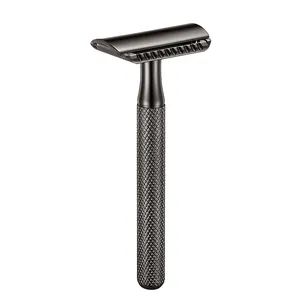 Mens Rechte Metalen Rvs Double Edge Scheren Safety Razor Voor Gezicht Navaja De Afeitar