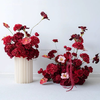 50cm Luxuriöse Realistische Burgunderrote Hortensien-Blumenkugel für Romantische Hochzeitsbogen-Dekoration mit Satinband-Schlaufe