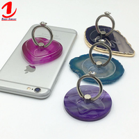 Support de téléphone pour doigt Oneby Jewelry, en métal doré et agate, pliable, style tendance, qualité excellente, 40-70mm, lot en vrac