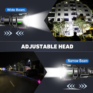 ไฟฉายสว่างพิเศษแถบเรืองแสง LED 20W 7000ลูเมนแอลซีดีแสดงผลตัวเลขไฟฉุกเฉินกลางแจ้ง USB ไฟฉายยุทธวิธี - Product Image 6