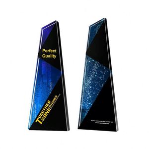 Trofeo de cristal con logotipo de marca personalizado del proveedor, Premio empresarial con base metálica - Product Image 1