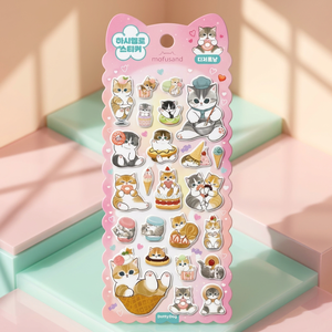 <b>Marshmallow</b> PVC Stickers UV Printed Dessert Cat Korean Cute Character Removable Diary Deco Sheet Kawaii Wholesale - Product Image 2