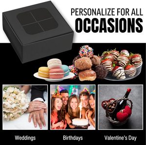 Scatola Quadrata Nera Mini per 4 Tartufi con Finestra e Divisori, Scatole da Forno Molto Piccole per <span class=keywords><strong>Regali</strong></span> - Product Image 5