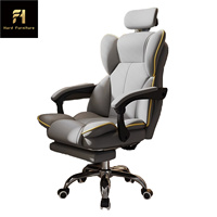 Chaise de bureau ergonomique moderne Bras de dossier en cuir synthétique Chaise pivotante de bureau à hauteur réglable Chaise de bureau de direction allemande
