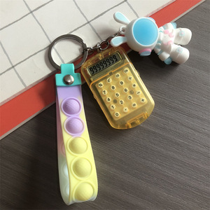 Mini Calculator Silicone Keychain Pendant With Pop It Bunny Design Portable Student Gift Colorful Assorted Styles - Product Image 4
