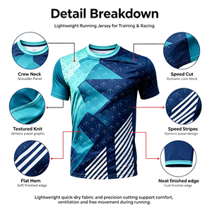 T-shirt da Corsa Traspirante per Uomo con Motivo Geometrico per Maratone Professionali, Direttamente dalla Fabbrica - Product Image 3