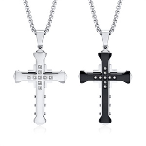 Fine Stainless Steel <b>Men</b> Pendant Jewelry <b>Necklace</b> Cz Zircon Cross Charm <b>Necklace</b> - Product Image 1