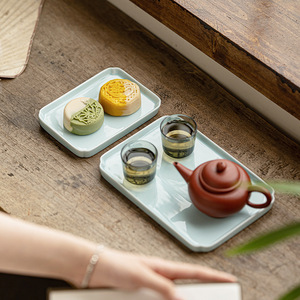 Bandeja rectangular de cerámica china, plato de porcelana para servir frutas, plato para servir té, para mesa de té, hogar, sala de estar, plato para postres - Product Image 4