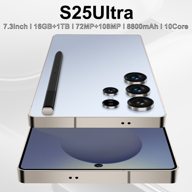 S25 5G Smartphone with 90Hz 7.3 HD Display 108MP Rear Camera 16GB+1TB Storage Octa Core MTK French