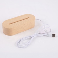 Base de lampe de nuit LED en bois lumineuse avec lumière blanche chaude, support d'affichage pour chambre à coucher, support de lampe à graver au laser DIY