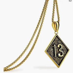 Pendentif porte-bonheur numéro 13 <span class=keywords><strong>1</strong></span> pour cent en diamant avec chaîne, bijoux porte-bonheur, cadeau pour homme, Offre Spéciale - Product Image 6