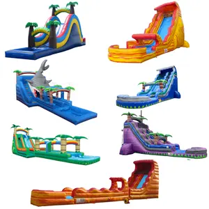 Wholesale Commercial PVC Large Kids Adult Bouncy Games Inflatable Playground Water Dry Slide With Pool Inflatable Water Slide