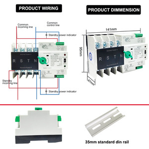 Commutateur <span class=keywords><strong>de</strong></span> transfert automatique triphasé CE sur rail DIN, double alimentation, sélecteur électrique, alimentation ininterrompue 4P 100A 125A <span class=keywords><strong>pour</strong></span> solaire - Product Image 2
