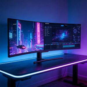 Écran large VA 49 pouces, écran incurvé, moniteur 144Hz <span class=keywords><strong>4K</strong></span> 32:9, moniteur de jeu super large avec éclairage respirant - Product Image 1