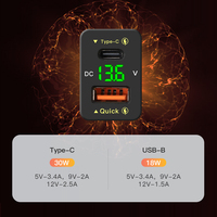 Chargeur USB de voiture 12V/24V pour Toyota, chargeur rapide double port USB + Type C, prise intégrée avec voltmètre numérique LED, adaptateur de chargeur