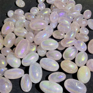 Vente en gros de pierres roulées en quartz rose Aura Angel, petites pierres roulées pour la guérison, en vente - Product Image 5