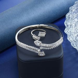 Bijoux de tempérament haut de gamme réglable Snakehead Design Bracelet bague dames CZ Zircon S-122 de fête de mariage - Product Image 5