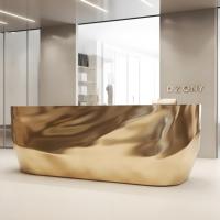 Bureau de réception en fibre de verre ondulée dorée avec design incurvé Style moderne Fonction extensible pour une utilisation commerciale au bureau