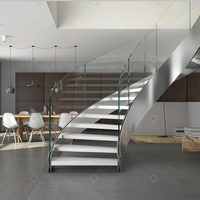 Escaliers Courbes sur Mesure avec Garde-Corps en Verre Trempé Style Minimaliste Escaliers Courbes pour Bâtiments Résidentiels