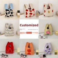 Sacs fourre-tout décontractés en tricot légers pour femmes avec fermeture ouverte en polyester au design tendance