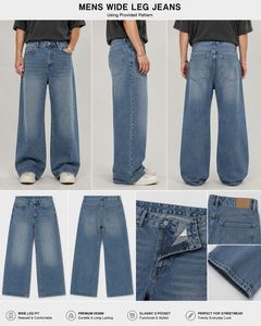 Jean en denim ample et décontracté pour homme, coupe large, en coton extensible, style décontracté, idéal pour le quotidien, en vente – Meilleures ventes Stockify - Product Image 1