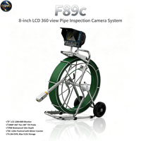 Caméra d'inspection de canalisation haute performance 1080P IP68 F89c avec écran LCD 8 pouces, sonde rotative à 360°, portée de détection de 60 m pour les canalisations d'égout