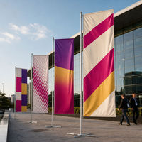 Drapeau de bannière extérieure imprimé sur mesure avec mât et base 680 cm en polyester