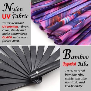 Abanicos de mano de nailon y seda para boda, luz UV plegable de bambú para baile, 13 pulgadas, impresionante, nuevo estilo, personalizado - Product Image 3