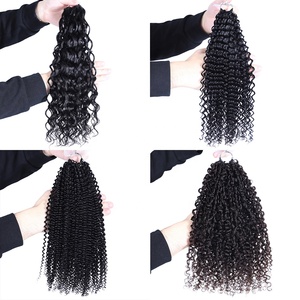 Qvr afro <span class=keywords><strong>kinky</strong></span> Crochet bện máy đôi sợi ngang Perm sẵn sàng 100% trinh nữ Remy tự nhiên phần mở rộng tóc con người lông tip tóc - Product Image 3