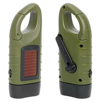 Lampe de poche LED portable pour camping en extérieur, dynamo solaire à manivelle, lumière d'urgence avec mini clip de fixation pour porte-clés, lampe de poche pour sac à dos