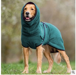 Serviette à séchage rapide pour animaux de compagnie, vêtements chauds d'hiver épais à capuche de couleur unie pour chiens - Product Image 4