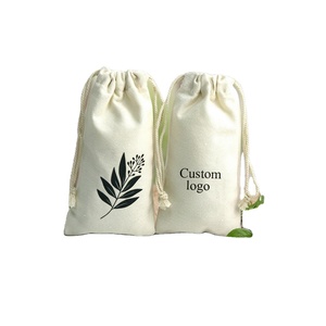 Custom Logo Printed Organic Natural Cotton Drawstring Packaging Bag <b>Perfume</b> Cosmetic Gift Storage Dust Muslin Cotton Pouch - Product Image 1