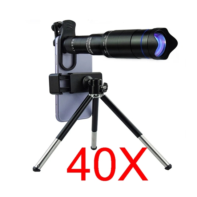 Factory Price HD 40X Zoom Telescope Lens with Tripod Remote Control Monocular Phone Camera Mini Metal Mobile Telephoto Lens