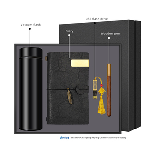 Fast Dispatch Promotional USB Flash Drive & Vacuum Flask & Wooden Pen & A6 Notebook 4 in 1 Luxury Gift Set