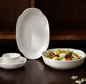 Vajilla de Cerámica Blanca Mate con Diseño Floral, Personalizable en Grandes Cantidades, Platos y Tazones de Diferentes Formas, Venta al Por Mayor en Caja Mixta - Product Image 3