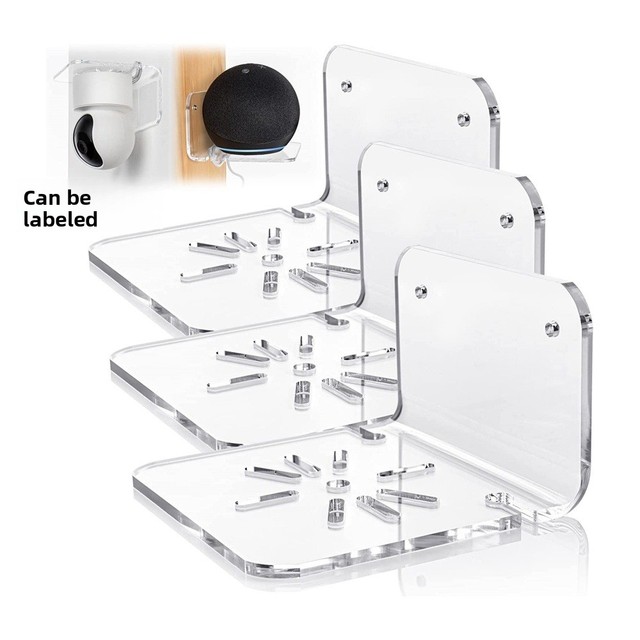Clear Acrylic Wall Mounted Shelf, Small Floating Holder for Security Cameras and Speakers