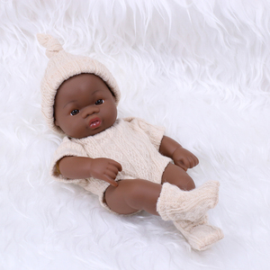Bambole Reborn Afroamericane Mini da 20 cm per Bambine, Giocattoli Realistici con Pelle Nera in Silicone - Product Image 3
