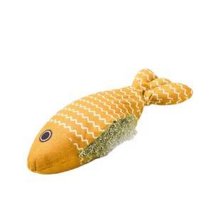 Juguete de hierba gatera de lino completo para gatos, estilo pez de dibujos animados, autoalivio para moler los dientes, suministros físicos ecológicos para gatos - Product Image 1