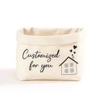 Logo personnalisé sérigraphié réutilisable recyclable toile de coton fermeture à cordon pliable sac de rangement des aliments panier à pain