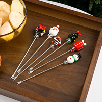 Piques à fruits en verre faites à la main sur le thème de Noël, décoration de table festive, fourniture en gros de vaisselle de buffet
