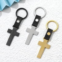 Porte-clés en acier inoxydable Ywyougang avec sangle en cuir PU, porte-clés religieux multicolore pour hommes et femmes, usage quotidien et cadeaux