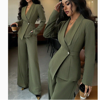 Cross Border 2026 |   Ensemble tailleur femme printemps-automne respirant, anti-plis, avec manteau à manches longues et col cranté, coupe classique