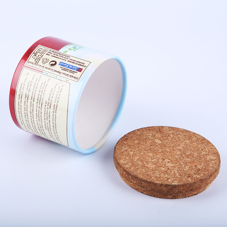 Customizable Eco-friendly Biodegradable Cylindrical Paper Tube Packaging Wooden Stopper For Food Items Salt Sea Salt Sugar