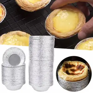 Bandeja para hornear magdalenas, forro de papel de aluminio de 129mm de diámetro x 32mm, bandeja para muffins de 7 onzas, soportes para pudín, TA129