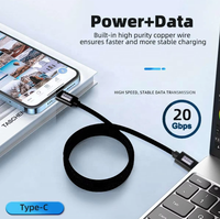 Câble USB 3.2 20 Gbps 48 V 5 A 240 W USB C vers Type-C 3.2 Gen2, transfert de données, câble USB C pour disque dur SSD, 4K 60 Hz, charge rapide QC 3.0