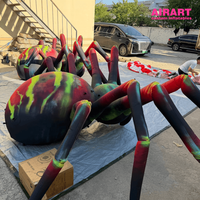 Modèle d'araignée gonflable géante de 4 m de large, coloré, avec lumières LED pour la décoration de fête d'Halloween ou de maison hantée