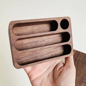 <b>Solid</b> <b>Wood</b> Business Card Holder Multi Compartment <b>Desk</b> Organizer Office Desktop Storage Box Modern Minimalist Style - Product Image 2